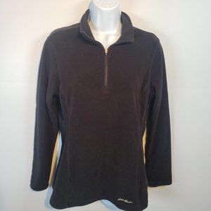 Eddie Bauer Fleece Pullover 1/4 Zip Womens Size Medium Black Logo M / A121